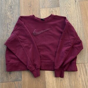 Nike Women's Cropped Maroon Sweatshirt